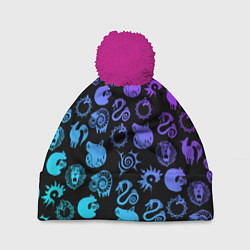 Шапка c помпоном 7 СМЕРТНЫХ ГРЕХОВ НЕОН ЭМБЛЕМЫ