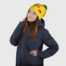 Шапка с помпоном ОСЕННИЕ ЦВЕТА ЗОЛОТАЯ ОСЕНЬ, цвет: 3D-зеленый — фото 2