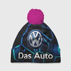 Шапка с помпоном Volkswagen слоган Das Auto, цвет: 3D-малиновый