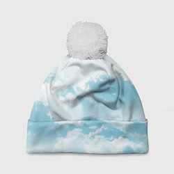 Шапка с помпоном Плотные облака, цвет: 3D-белый