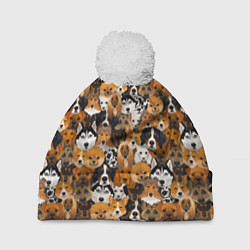 Шапка c помпоном Разные Собаки