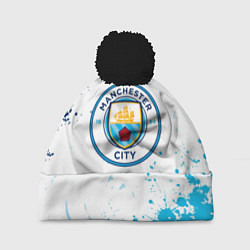 Шапка с помпоном Manchester City - Футбольный клуб, цвет: 3D-черный