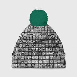 Шапка c помпоном Geometry Dash: BW Pattern