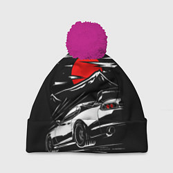 Шапка с помпоном Toyota Supra: Red Moon, цвет: 3D-малиновый