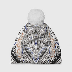 Шапка с помпоном БЕЛАЯ ЭТНИЧЕСКА ЛИСА WHITE FOX, цвет: 3D-белый