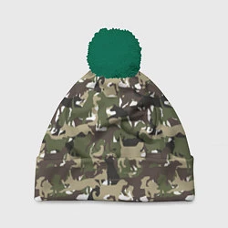Шапка с помпоном Камуфляж из Собак Camouflage, цвет: 3D-зеленый
