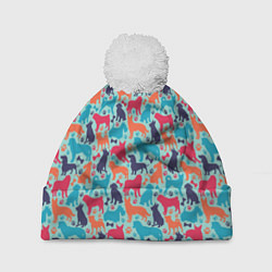 Шапка с помпоном Собаковод разные породы собак, цвет: 3D-белый