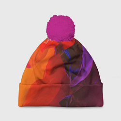 Шапка с помпоном Акварельная Феерия, цвет: 3D-малиновый