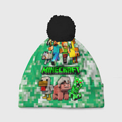 Шапка с помпоном Minecraft персонажи мобы, цвет: 3D-черный
