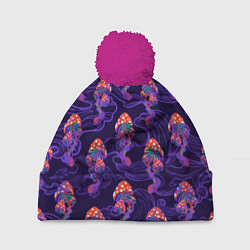 Шапка c помпоном Грибы психоделика