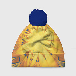Шапка с помпоном Солнечный цветок Абстракция 535-332-32, цвет: 3D-тёмно-синий