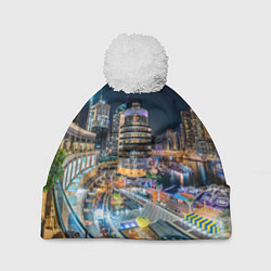 Шапка с помпоном Дубай Марина, цвет: 3D-белый
