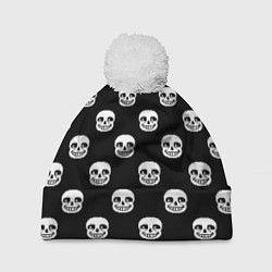 Шапка с помпоном UNDERTALE SANS SKULL FACE PATTERN УЗОР, цвет: 3D-белый