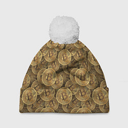 Шапка с помпоном Bitcoins, цвет: 3D-белый