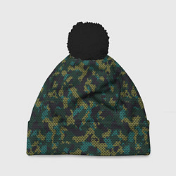Шапка с помпоном Модный камуфляж с холстовой сеткой, цвет: 3D-черный