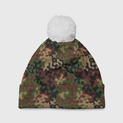 Шапка с помпоном Военный Камуфляж Military, цвет: 3D-белый
