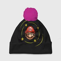 Шапка с помпоном Звездочки вокруг Марио, цвет: 3D-малиновый