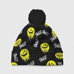 Шапка c помпоном SMILE smile граффити