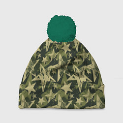 Шапка с помпоном Star camouflage, цвет: 3D-зеленый