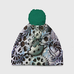 Шапка c помпоном Стимпанк шестеренки Steampunk