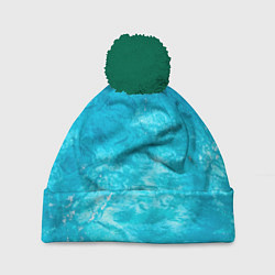 Шапка с помпоном Голубой океан Голубая вода, цвет: 3D-зеленый