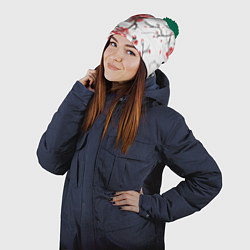 Шапка с помпоном Распустившиеся цветы, цвет: 3D-зеленый — фото 2