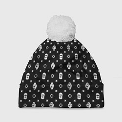 Шапка с помпоном Узор Black Dope Ski Mask Camo Dope Street Market, цвет: 3D-белый