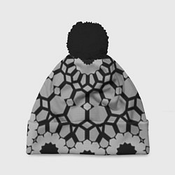 Шапка с помпоном Модный геометрический узор, цвет: 3D-черный