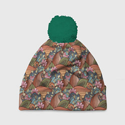 Шапка c помпоном Паттерн волнистые узоры