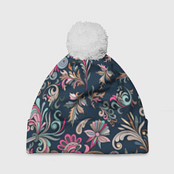 Шапка c помпоном Холодная хохлома