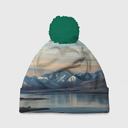 Шапка с помпоном Горы озеро природа, цвет: 3D-зеленый