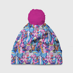 Шапка с помпоном POPPY PLAYTIME HAGGY WAGGY AND KISSY MISSY LOVE, цвет: 3D-малиновый