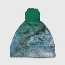 Шапка с помпоном Морской берег, цвет: 3D-зеленый