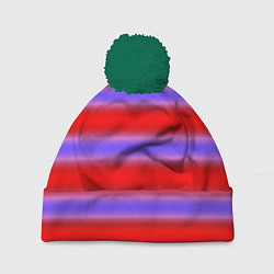 Шапка c помпоном Striped pattern мягкие размытые полосы красные фио