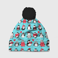 Шапка с помпоном PENGUINS ON THE POSITIVE, цвет: 3D-черный