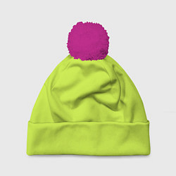 Шапка с помпоном Зеленый неон из фильма Барби, цвет: 3D-малиновый