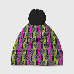 Шапка c помпоном Striped multicolored pattern Сердце