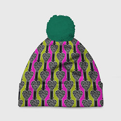 Шапка с помпоном Striped multicolored pattern Сердце, цвет: 3D-зеленый