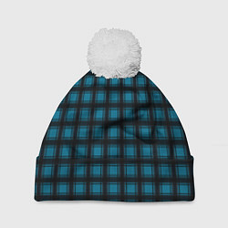 Шапка с помпоном Black and blue plaid, цвет: 3D-белый