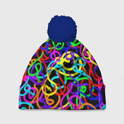 Шапка c помпоном Неоновый беспорядок