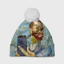 Шапка с помпоном Ван Гог Селфи - Арт Портрет, цвет: 3D-белый
