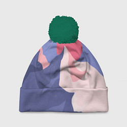 Шапка c помпоном Пейзаж гор и леса в стиле ретро