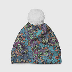 Шапка c помпоном Галлюциногенные узоры