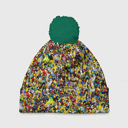 Шапка с помпоном Симпсоны все Герои, цвет: 3D-зеленый