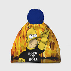 Шапка с помпоном Homer Simpson - Rock n Roll!, цвет: 3D-тёмно-синий