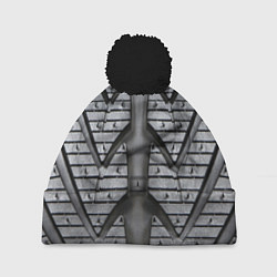 Шапка с помпоном Протектор автомобильного колеса, цвет: 3D-черный