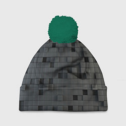 Шапка c помпоном Пиксельный объёмный паттерн