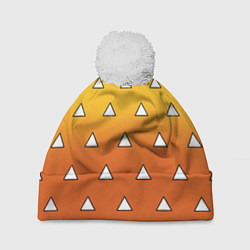 Шапка с помпоном Оранжевое кимоно с треугольниками - Зеницу клинок, цвет: 3D-белый