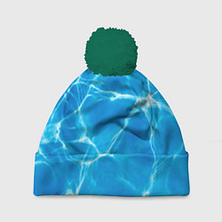 Шапка с помпоном Разводы на водной поверхности, цвет: 3D-зеленый