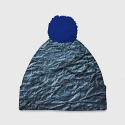 Шапка с помпоном Текстура мятой бумаги, цвет: 3D-тёмно-синий